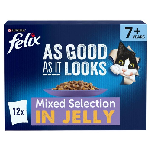 FELIX As Good As It Looks Senior 7+ Mixed In Jelly Wet Cat Food 12x85g