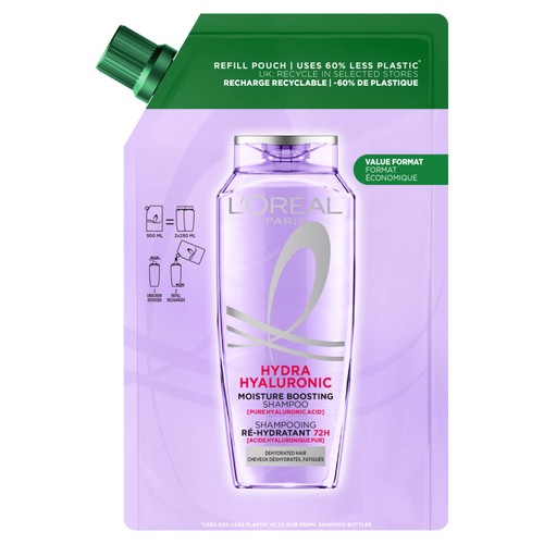 L'Oreal Elvive Hydra Hyaluronic Shampoo Refill Pouch   500ml