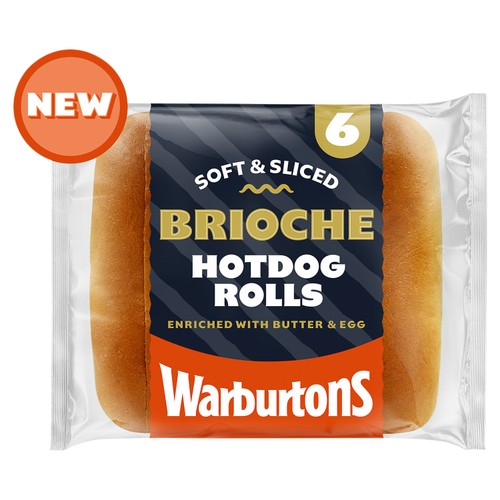 Warburtons 6 Brioche Hot Dog Rolls