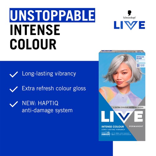 LIVE Intense Colour Permanent Hair Dye U71 Metallic Silver