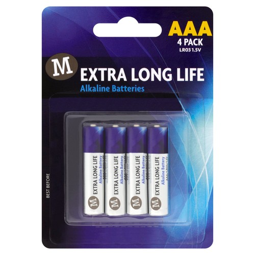 Morrisons extra long life alkaline batteries aaa