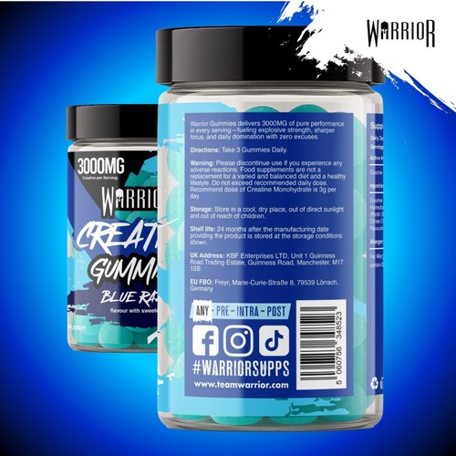 Warrior Creatine Gummies Blue Raspberry 90 Pack