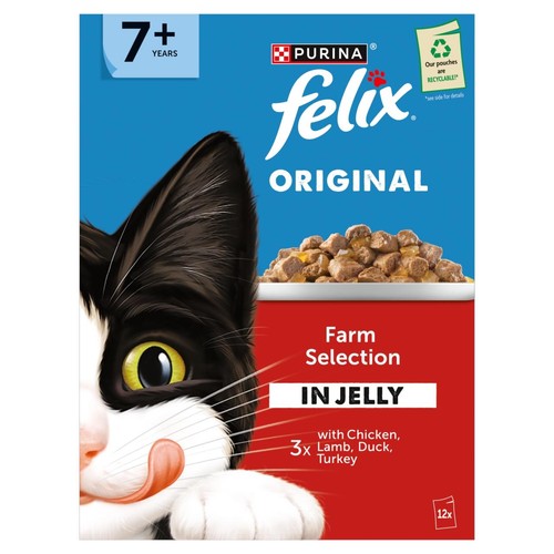 FELIX Original Senior 7+ Farm Selection In Jelly Wet Cat Food 12x85g