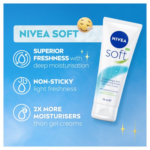 NIVEA Soft Moisturiser for Face Hands & Body