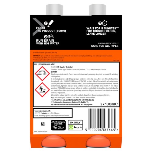 Mr Muscle Power Gel Drain Unblocker Twin Pack