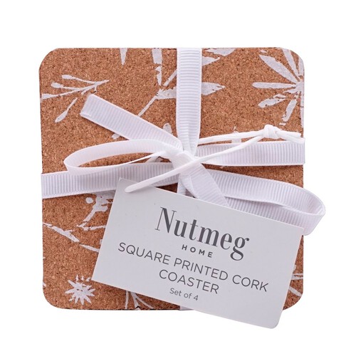 Nutmeg Home Set Of Square Printed Cork Coaster