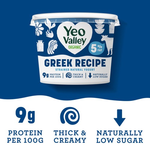 Yeo Valley Organic Greek Recipe Strained Natural Yoghurt 5% Fat 450g