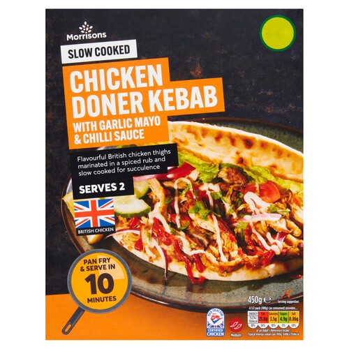 Morrisons Slow Cook Chicken Doner Kebab With Chilli Kebab Sauce 