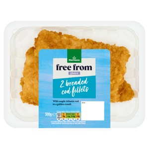 Morrisons 2 Gluten Free Breaded Cod Fillets 300G