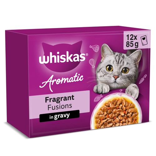 Whiskas 1+ Pouches Wet Cat Food Aromatic Fusion In Gravy 12x85g