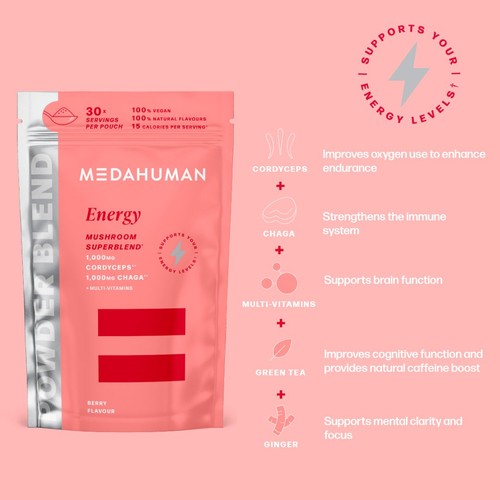 MEDAHUMAN Energy Mushroom Superblend Powder 