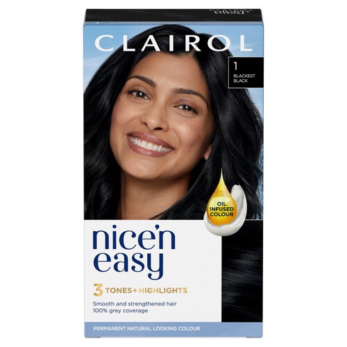 Clairol Nice'n Easy Creme Permanent Hair Dye - 1 Blackest Black