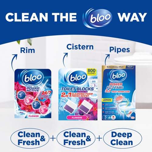 Bloo Power Active Flowers Twin Toilet Rim Block