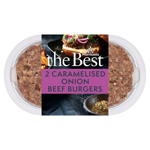 Morrisons The Best British Caramelised Onion Beef Burgers 2 Pack 340g