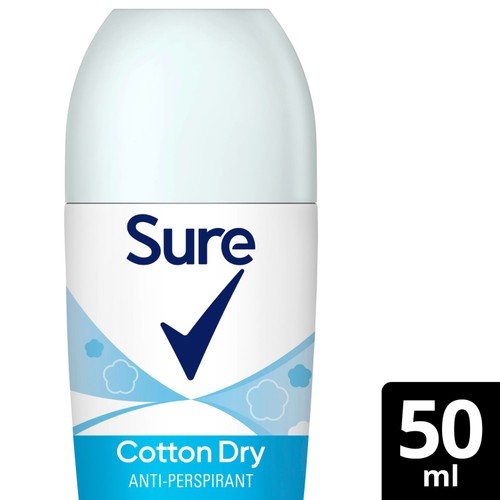 Sure Women Antiperspirant Deodorant Roll On Essential Cotton Dry 50ml