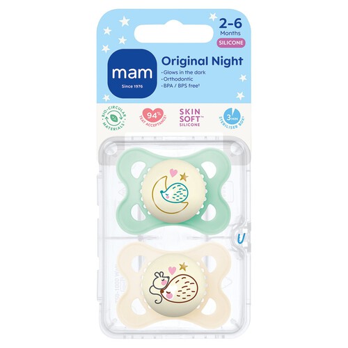 Mam Night 2-6M Soothers 2Pk