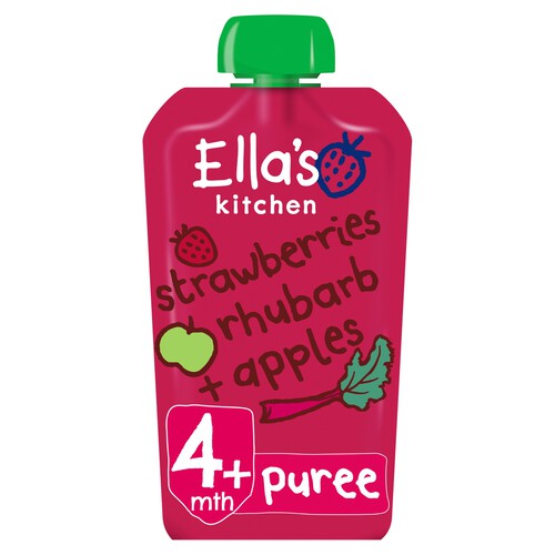 Ella's Kitchen Strawberries, Rhubarb and Apples Baby Food Pouch 4+ Months