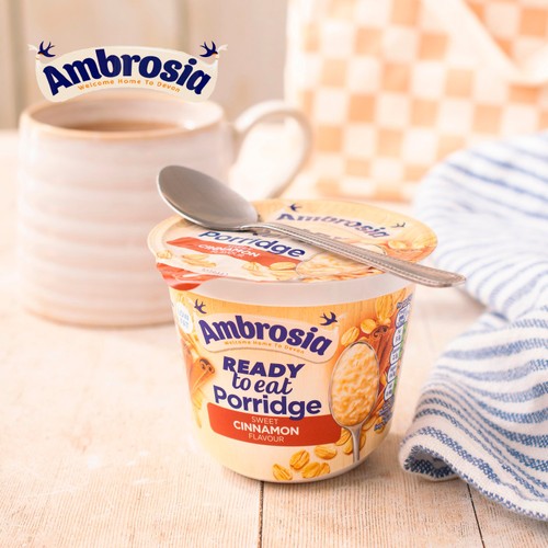 Ambrosia Ready to Eat Porridge Oat Cereal Pot Cinnamon 210g