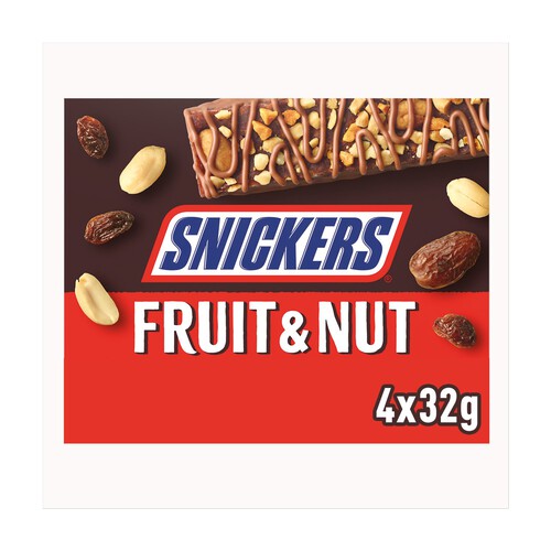 Snickers Triple Treat Fruit, Nut & Chocolate Snack Bars 4pk 