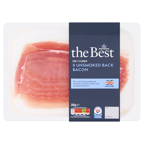 Morrisons The Best Hampshire Breed Dry Cured Unsmoked Back Bacon 8 Pack