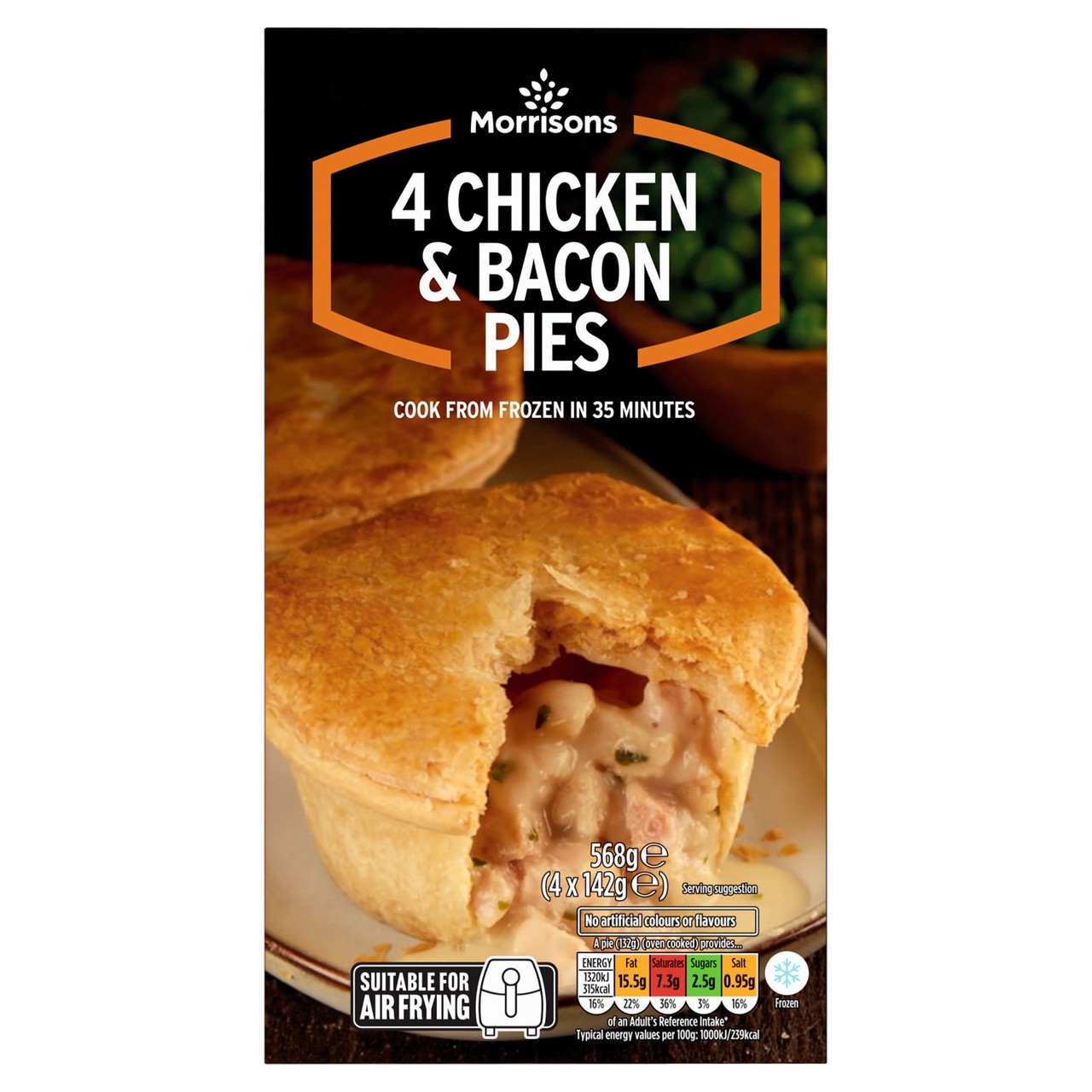 Morrisons 4 Chicken & Bacon Pies 568g