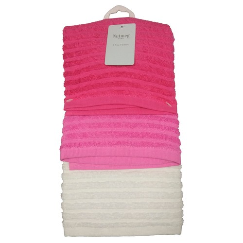 Towels Pink Ribbed Tea Towel