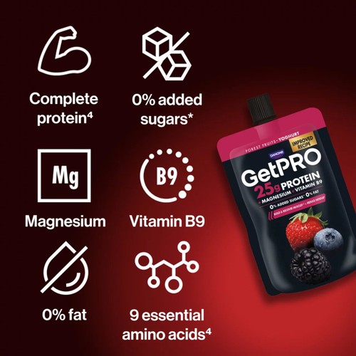 Getpro Forest Fruits 25g High Protein Yoghurt Pouch 