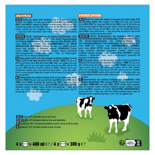 Ben & Jerry's Brookie-Dough Mini Ice Cream Tub Multipack 4 x 100ml