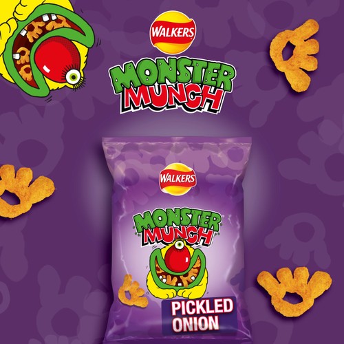 Walkers Monster Munch Pickled Onion Snacks Crisps 40g