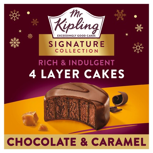 Mr Kipling Signature Chocolate & Caramel Layer Cakes Multipack Snack 4pk