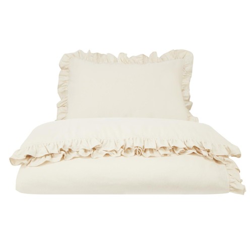 Home Style Taupe Frill Brushed Cotton Duvet Set Double