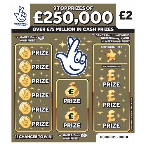 National Lottery £250,000 Gold Scratch Card