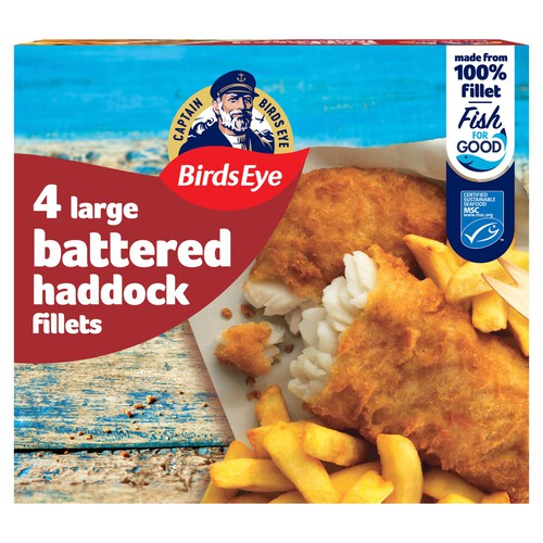 Birds Eye 4 Large Haddock Fillets Battered