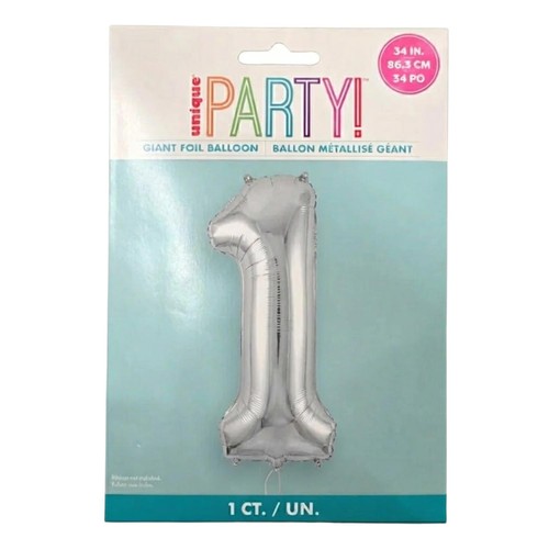 Unique Party 34" Silver Foil Balloon No 1
