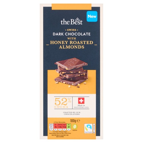 Morrisons The Best Dark Chocolate With Honey Roasted Almonds 100g