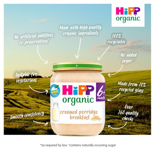 HiPP Organic Creamed Porridge Breakfast Baby Food Jar 6+ Months