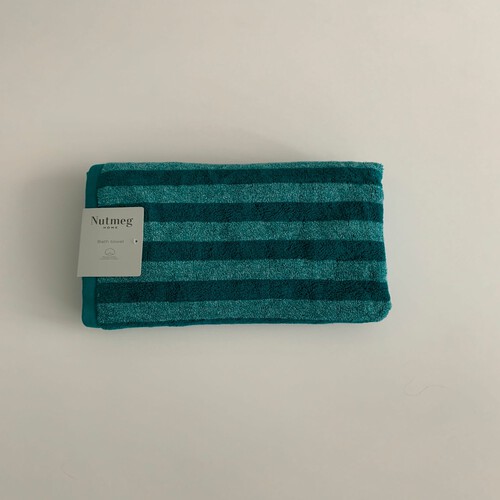 Nutmeg Teal Striped Bath Towel