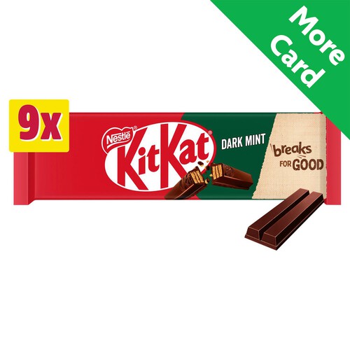 Kit Kat 2 Finger Dark Mint Chocolate Biscuit Bar Multipack 9 Pack