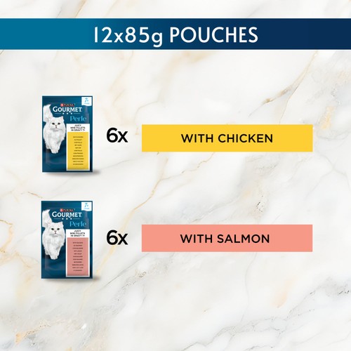 GOURMET Perle Senior 7+ Mini Fillets in Gravy Wet Cat Food 12x85g