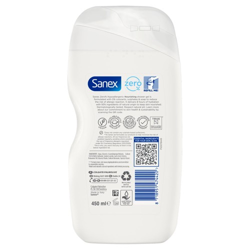 Sanex Zero% Hypoallergenic Nourishing Shower Gel Body Wash