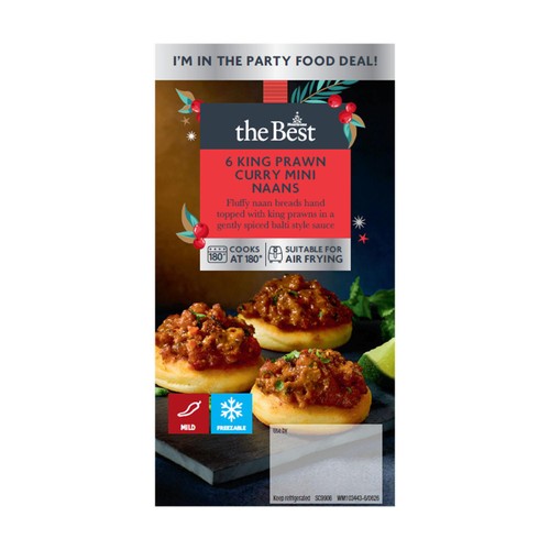 Morrisons The Best 6 King Prawn Curry Topped Mini Naans 150g
