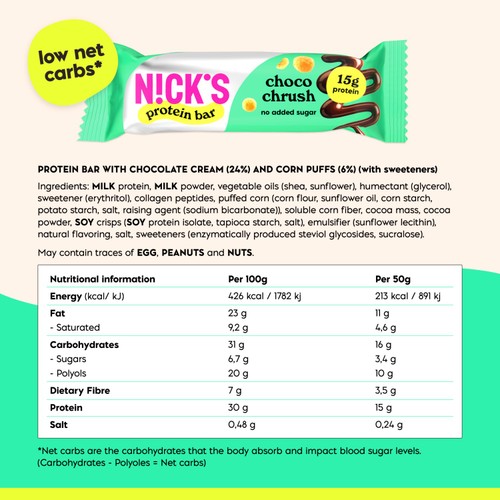 Nick's Choco Crush Protein Bar 50g