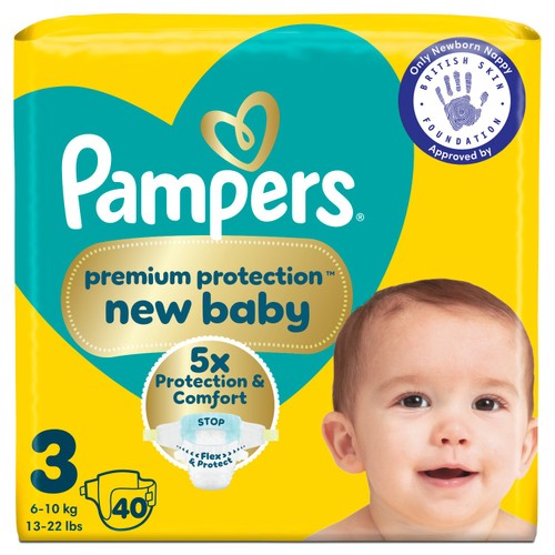 Pampers Premium Protection New Baby Size 3 40 Nappies Essential Pack