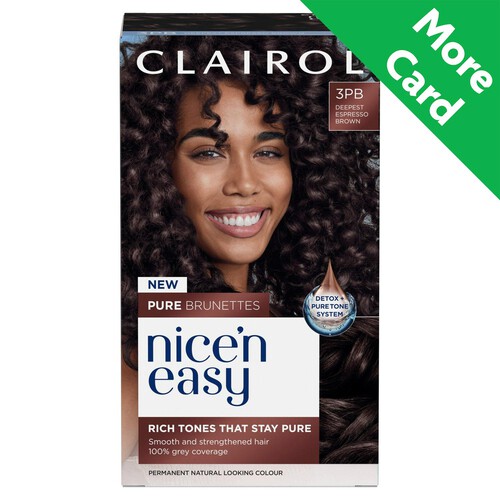 Clairol Nice'n Easy Pure Brunettes Hair Dye Deepest Espresso Brown 3PB