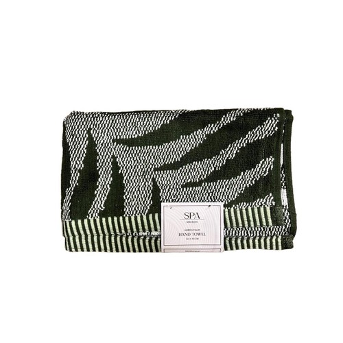 Spa Maison Green Striped Hand Towel
