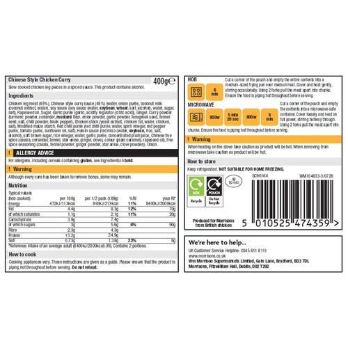 Morrisons Slow Cooked Chinese Chicken Curry 400g