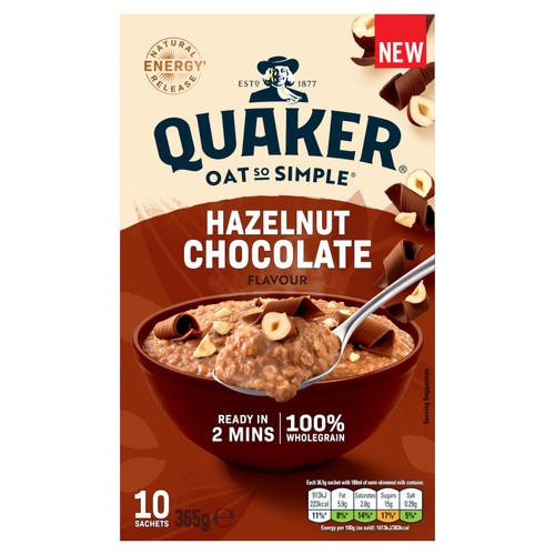  Quaker Hazelnut Chocolate Porridge Sachets Oats So Simple 