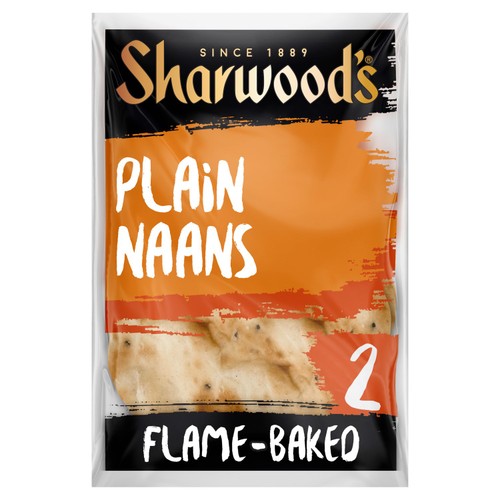 Sharwood's Indian Sides Flame-Baked Plain Naan Breads 2 Pack