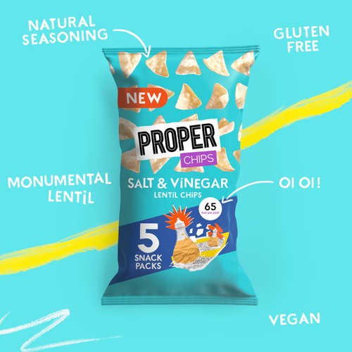 Proper Chips Salt And Vinegar Lentil Chips 5x14g