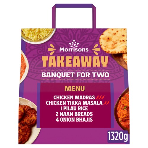 Morrisons takeaway banquet for two chicken madras chicken tikka masala